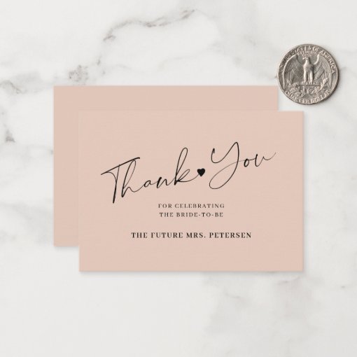 Budget bridal shower script blush thank you note card | Zazzle