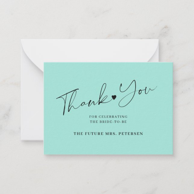 Budget bridal shower script sea glass thank you note card (Front)
