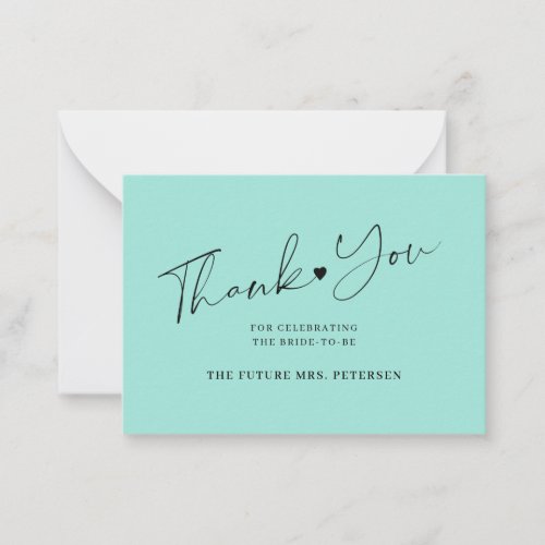Budget bridal shower script sea glass thank you note card