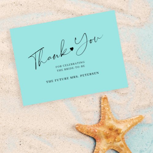 Budget bridal shower script sea glass thank you note card