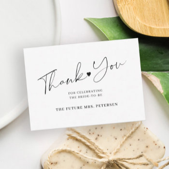 Budget Bridal Shower Script White Black Thank You Note Card by invitations_kits at Zazzle