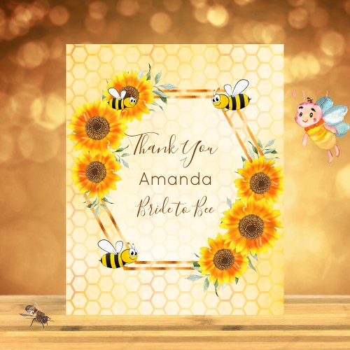 BUDGET Bridal shower sunflowers bee Thank You Card