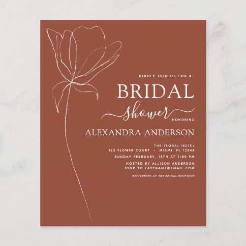 Budget Bridal Shower Terracotta Burnt Orange Flyer