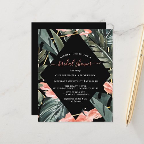 Budget Bridal Shower Tropical Palm Black