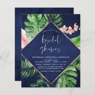 Budget Bridal Shower Tropical Palm Navy Blue