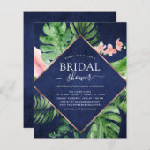 Budget Bridal Shower Tropical Palm Navy Blue (Front/Back)