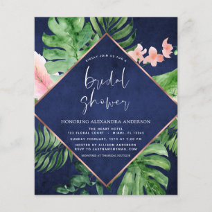 Budget Bridal Shower Tropical Palm Navy Blue Flyer