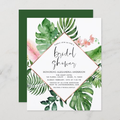 Budget Bridal Shower Tropical Palm Watercolor