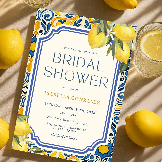 Budget Bridal Shower Vintage Lemon Mediterranean Invitation Postcard (Budget Bridal Shower Vintage Lemon Mediterranean Invitation Postcard)