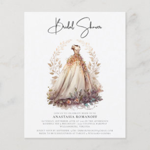 Budget Bridal Shower White Gown Invitation