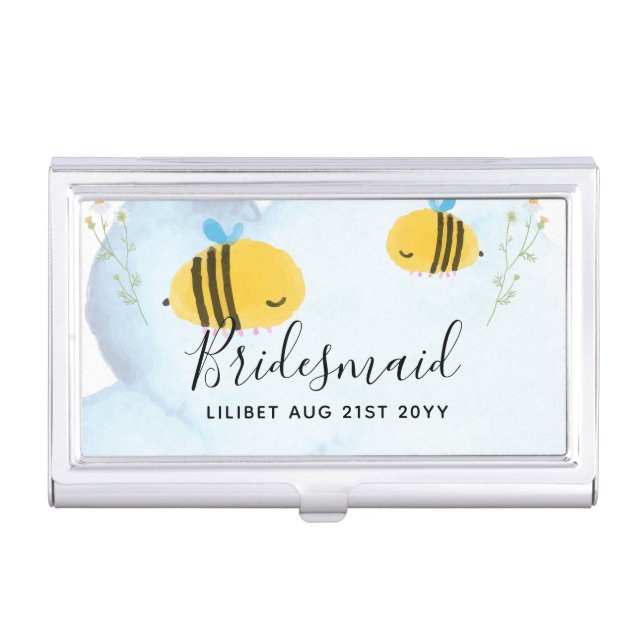 BUDGET Bridesmaid Bridal Party Gifts Bumble BEES Business Card Case (Front)