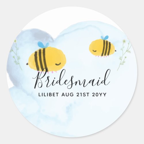 BUDGET Bridesmaid Bridal Party Gifts Bumble BEES Classic Round Sticker