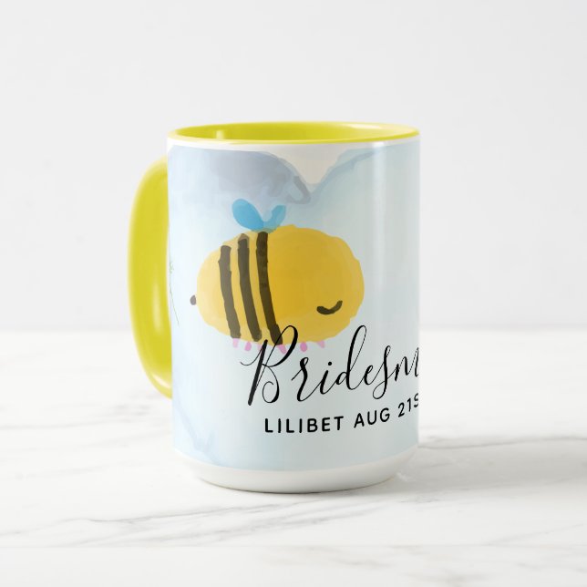 BUDGET Bridesmaid Bridal Party Gifts Bumble BEES Mug (Front Left)