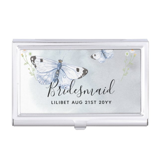 BUDGET Bridesmaid Bridal Party Gifts BUTTERFLIES Business Card Case (Front)