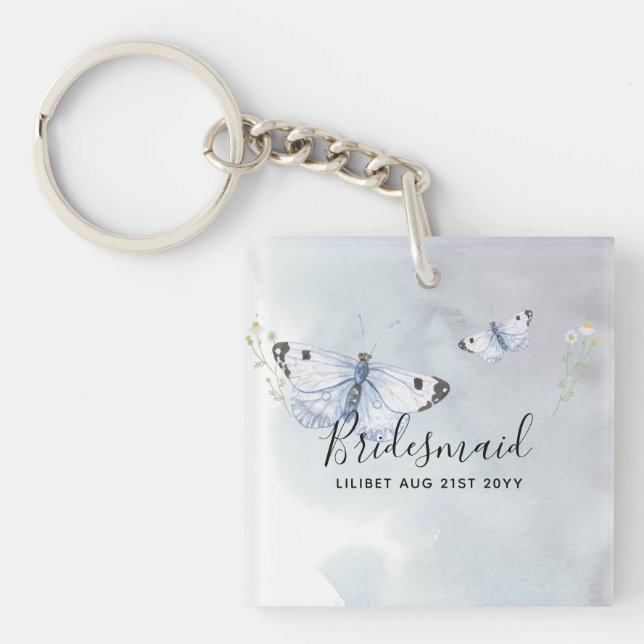 BUDGET Bridesmaid Bridal Party Gifts BUTTERFLIES Keychain (Front)