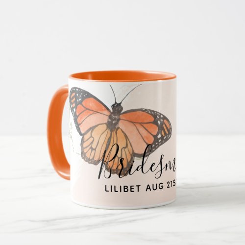 BUDGET Bridesmaid Bridal Party Gifts BUTTERFLIES Mug