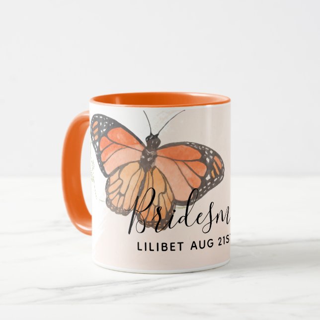 BUDGET Bridesmaid Bridal Party Gifts BUTTERFLIES Mug (Front Left)