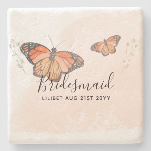 BUDGET Bridesmaid Bridal Party Gifts BUTTERFLIES Stone Coaster