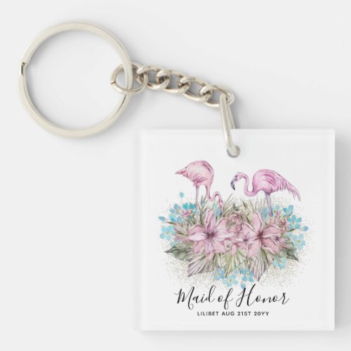 BUDGET Bridesmaid Bridal Party Gifts FLAMINGOS Keychain