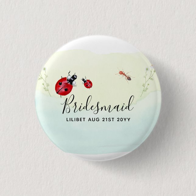 BUDGET Bridesmaid Bridal Party Gifts LADYBUGS Button (Front)
