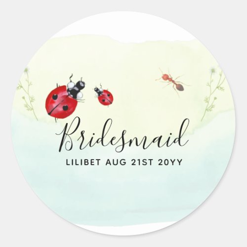 BUDGET Bridesmaid Bridal Party Gifts LADYBUGS Classic Round Sticker