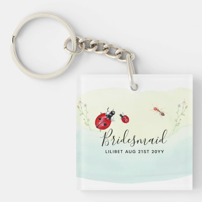 BUDGET Bridesmaid Bridal Party Gifts LADYBUGS Keychain (Front)