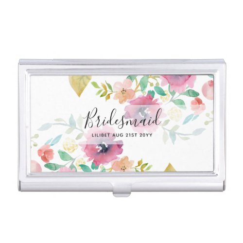 BUDGET Bridesmaid Bridal Party Gifts Pink Floral Business Card Case