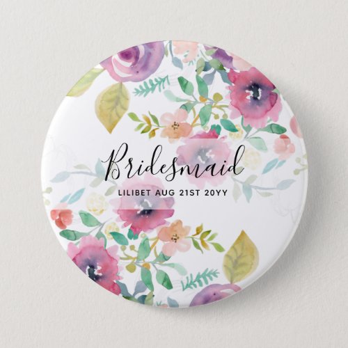 BUDGET Bridesmaid Bridal Party Gifts Pink Floral Button