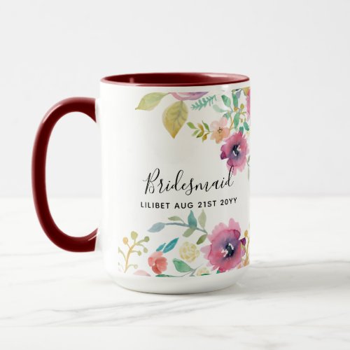 BUDGET Bridesmaid Bridal Party Gifts Pink Floral Mug