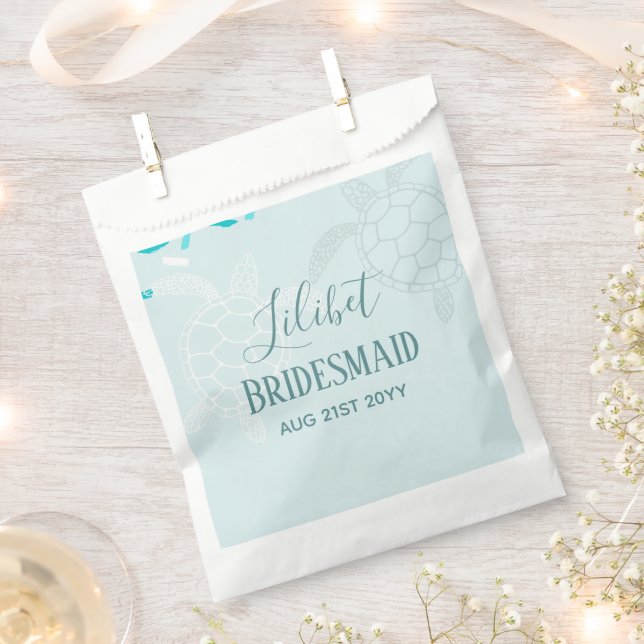 BUDGET Bridesmaid Bridal Party Gifts SEA TURTLES Favor Bag (Clipped)