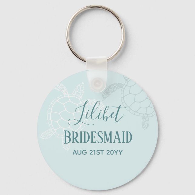 BUDGET Bridesmaid Bridal Party Gifts SEA TURTLES Keychain (Front)