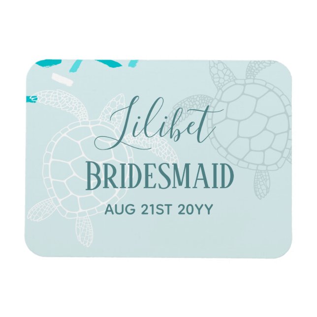 BUDGET Bridesmaid Bridal Party Gifts SEA TURTLES Magnet (Horizontal)