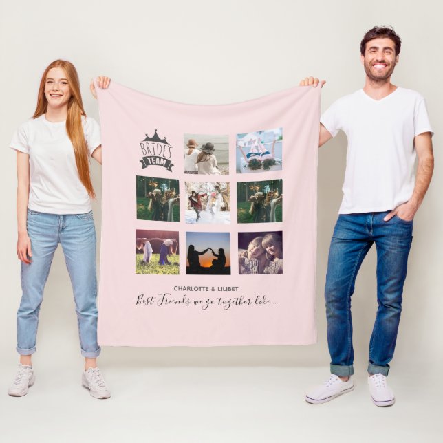 BUDGET Bridesmaid Gifts PHOTO COLLAGE Quotes BFF Fleece Blanket (In Situ)