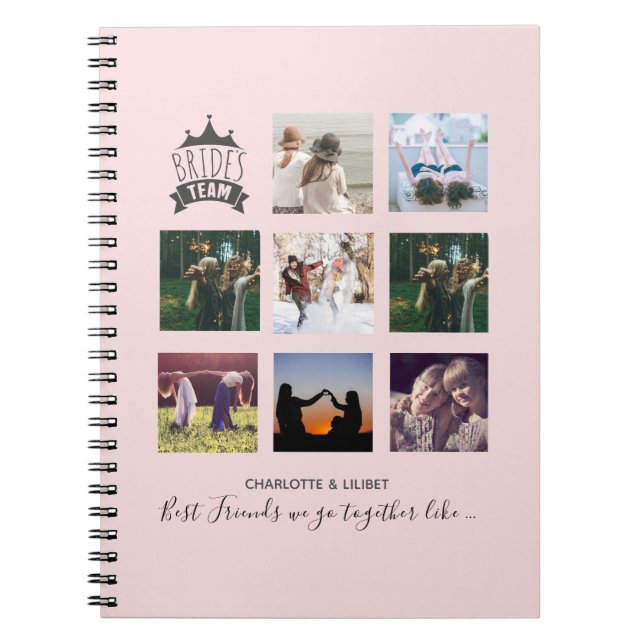 BUDGET Bridesmaid Gifts PHOTO COLLAGE Quotes BFF Notebook (Front)