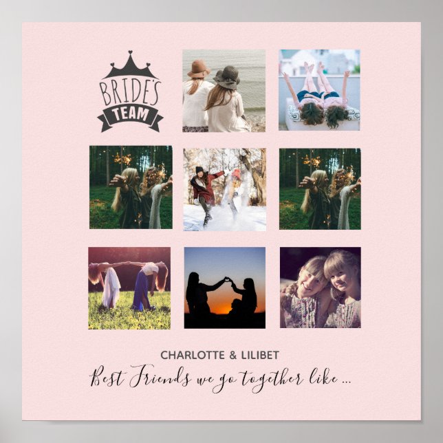 BUDGET Bridesmaid Gifts PHOTO COLLAGE Quotes BFF Poster (Front)