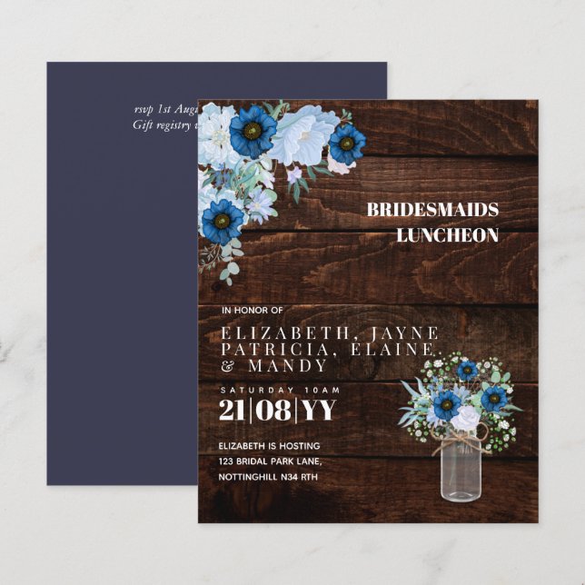 BUDGET Bridesmaids Luncheon Brunch Lunch Floral (Front/Back)