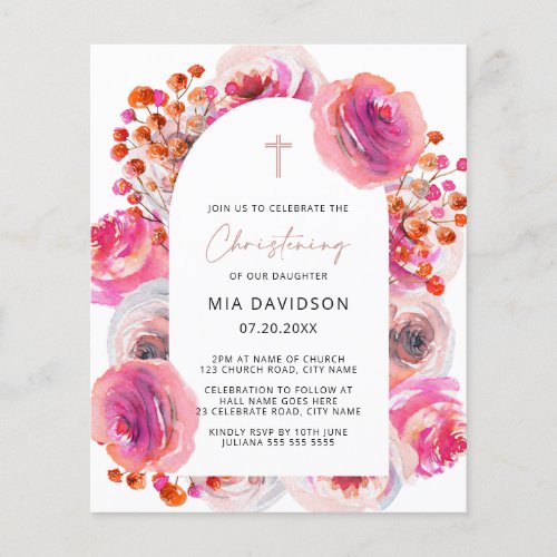 Budget Bright Watercolor Floral Arch Christening 