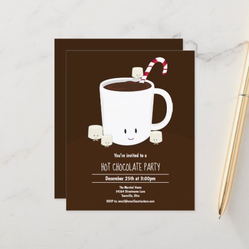Budget Brown Hot Chocolate Christmas Party Invite