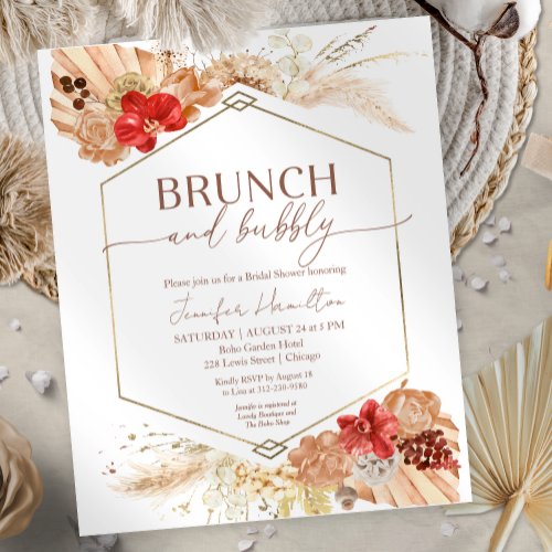 Budget Brunch and Bubbly Bridal Shower Invitation