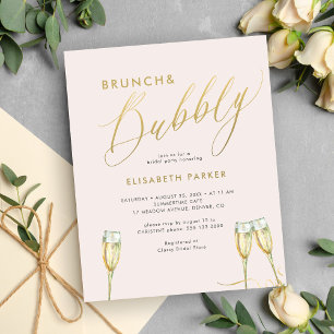 Budget brunch and bubbly bridal shower invitation
