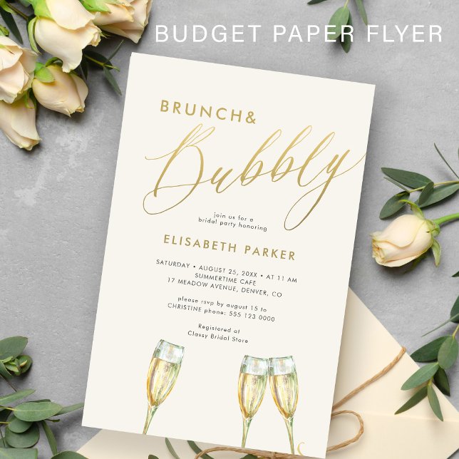 Budget brunch and bubbly bridal shower invitation flyer (Creator Uploaded)