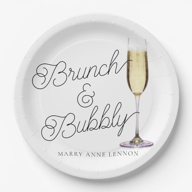 Budget Brunch and Bubbly Cocktail  Paper Plates (Front)