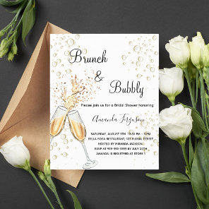 Budget Brunch Bubbly Bridal Shower gold invitation