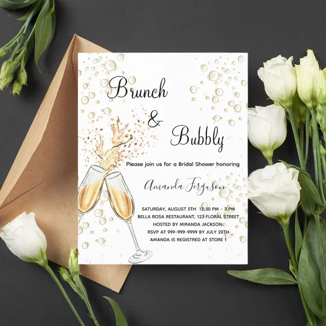 Budget Brunch Bubbly Bridal Shower Gold Invitation Zazzle 1993