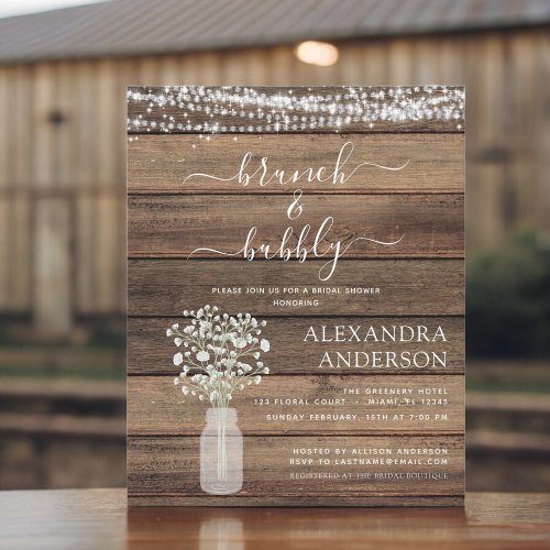 Budget Brunch  Bubbly Bridal Shower Invitation