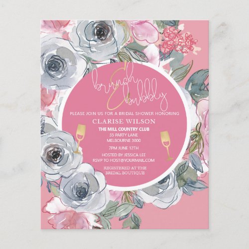 BUDGET Brunch  Bubbly Bridal Shower Invitation