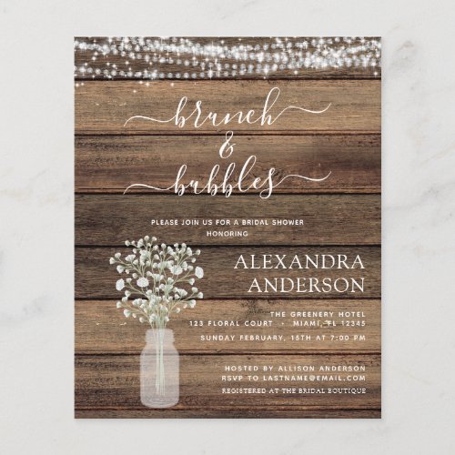 Budget Brunch  Bubbly Bridal Shower Invitation Fl Flyer