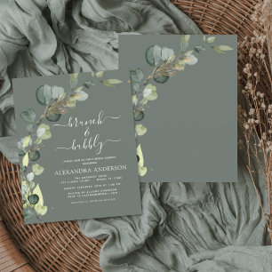 Budget Brunch & Bubbly Sage Green Invitation