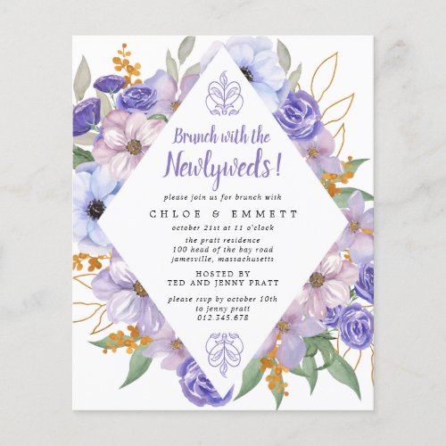 Budget Brunch with the Newlyweds Purple Invitation