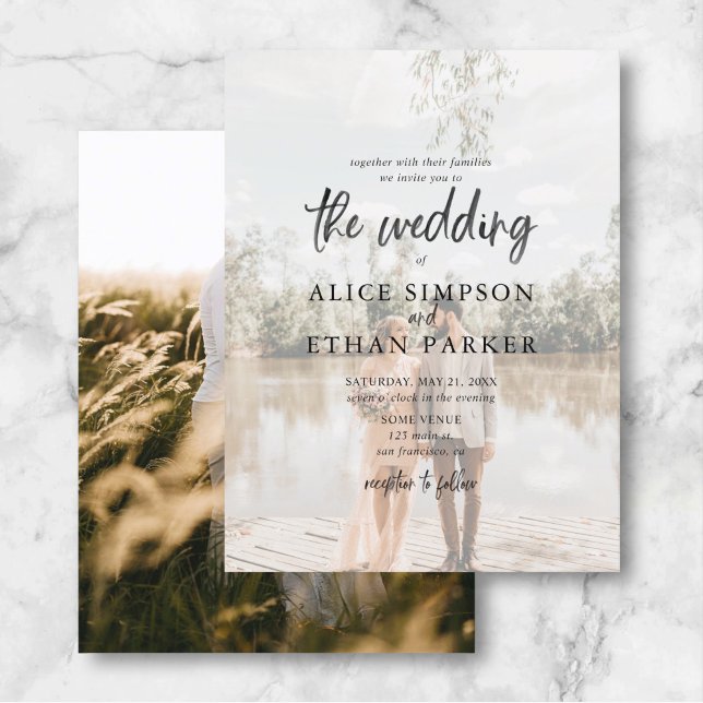 Budget Brush Calligraphy Photo Wedding Invitation Postcard (Creator Uploaded)